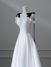 Simple A-Line Satin White Long Prom Dress, White Long Formal Dress