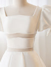 A-Line Square Neckline Ivory Short Prom Dress, 