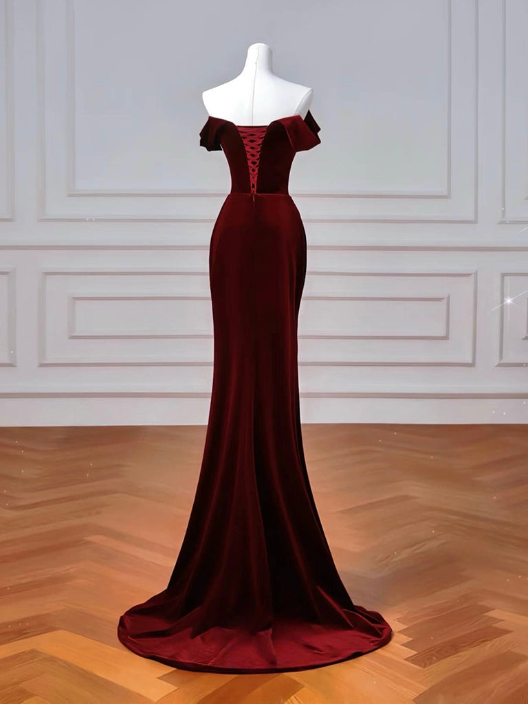 burgundy velvet mermaid prom dress Long Dress, Burgundy Long Formal – shopluu all in latest design