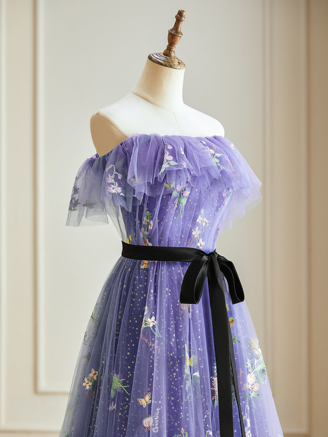 A-Line Tulle Lace Purple Long Prom Dress, Purple Long Formal Dress US 4 / Purple A-Line Tulle Lace Purple Long Prom Dress, Purple Long Formal Dress US 4 / Purple