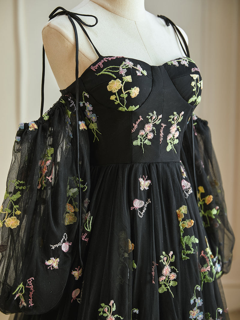 A-Line Sweetheart Neck Tulle Lace Black Long Prom Dress, Black Long Ev shopluu A-Line Sweetheart Neck Tulle Lace Black Long Prom Dress, Black Long Ev shopluu