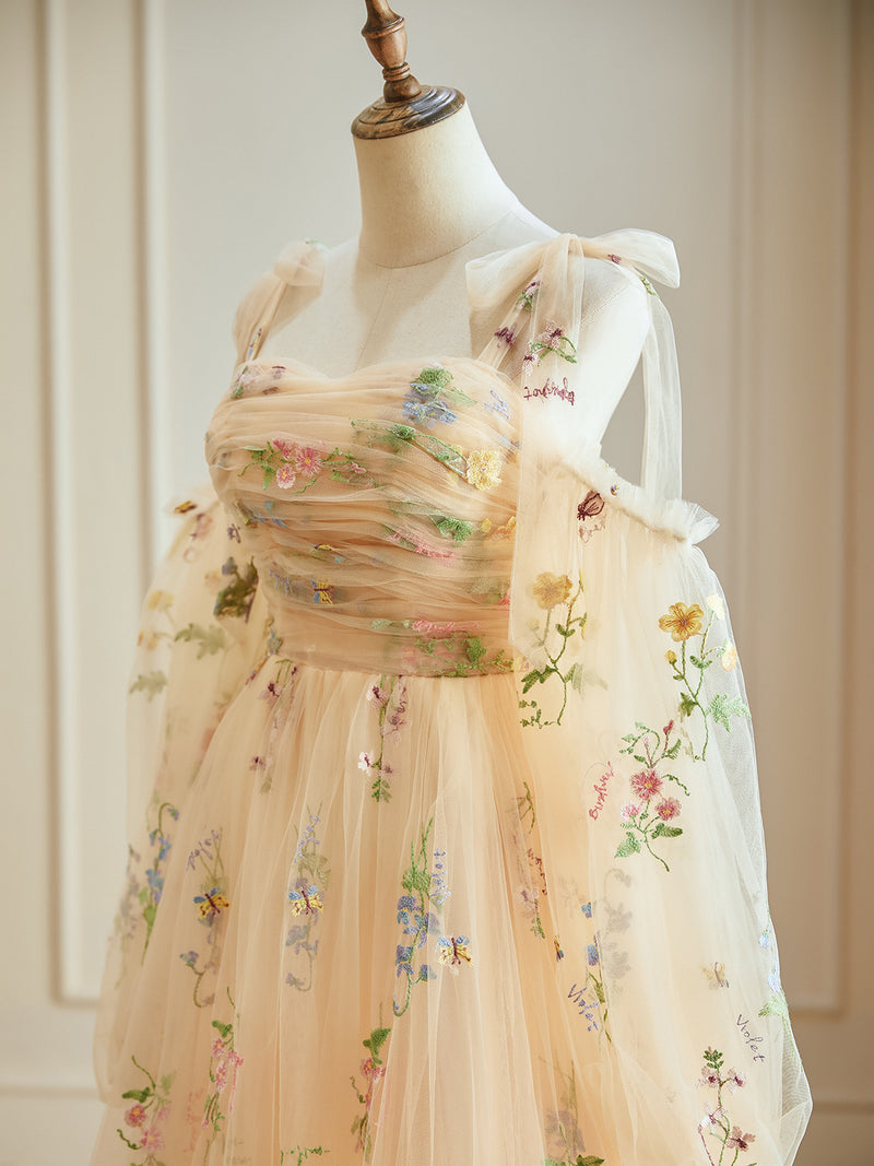 champagne maxi dress with sleeves Azazie Norah