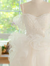 ivory Tulle Lace Short Prom Dress, Cute ivory Homecoming Dress