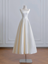 A-Line Tea Long Light Champagne Prom Dress, Long Formal Dress