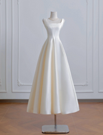 A-Line Tea Long Light Champagne Prom Dress, Long Formal Dress