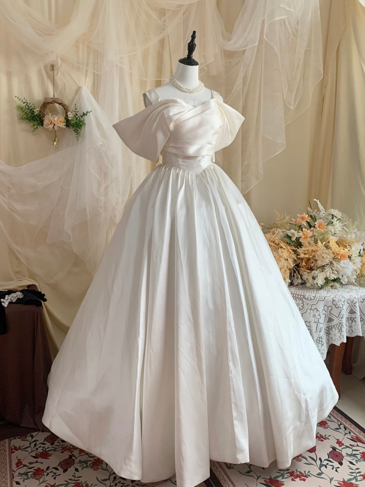 A-line Sweetheart Off Shoulder Floor Length Light Champagne Prom Dress with Lace