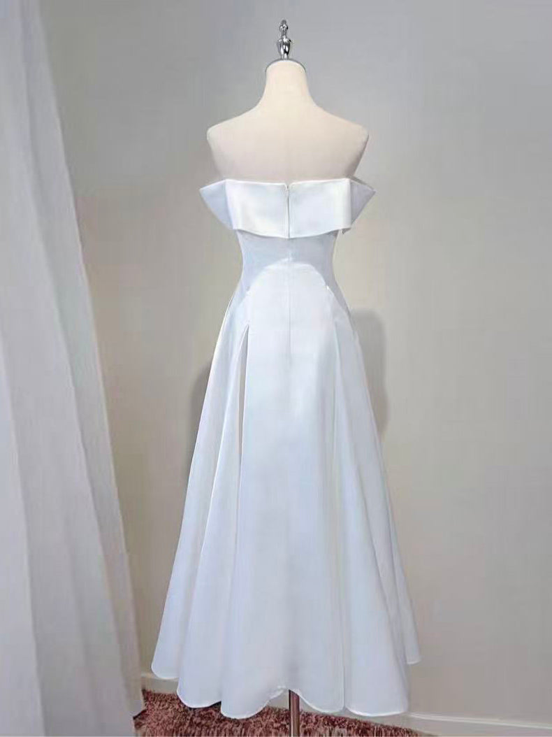 A-line Off Shoulder Sweetheart White Long Prom Dress