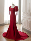 Burgundy Mermaid Long Prom Dresses, Burgundy Formal Dress