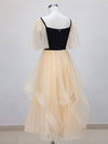 Champagne A-Line Tulle Short Prom Dresses