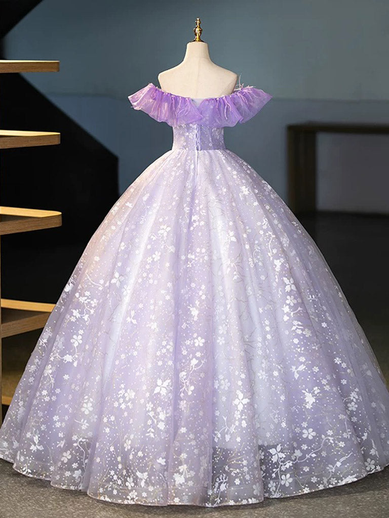 purple lace dress prom Off the Shoulder Purple Tulle Long Prom Dresses, Off Shoulder Purple Long Formal Dresses, US 12 / Purple as Pics / No Rush
