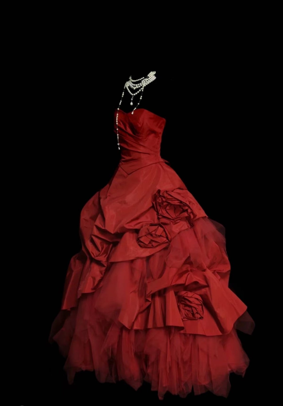 Red Sweetheart Neck Ball Gown Long Prom Dress, Red Long Sweet 16 Dress