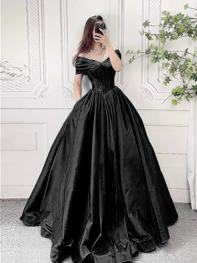 A-Line Off Shoulder Burgundy Long Prom Dress, Burgundy Long Formal Dress