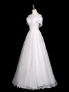 A-Line Off Shoulder Organza White Long Prom Dress, Organza Long Formal Dress