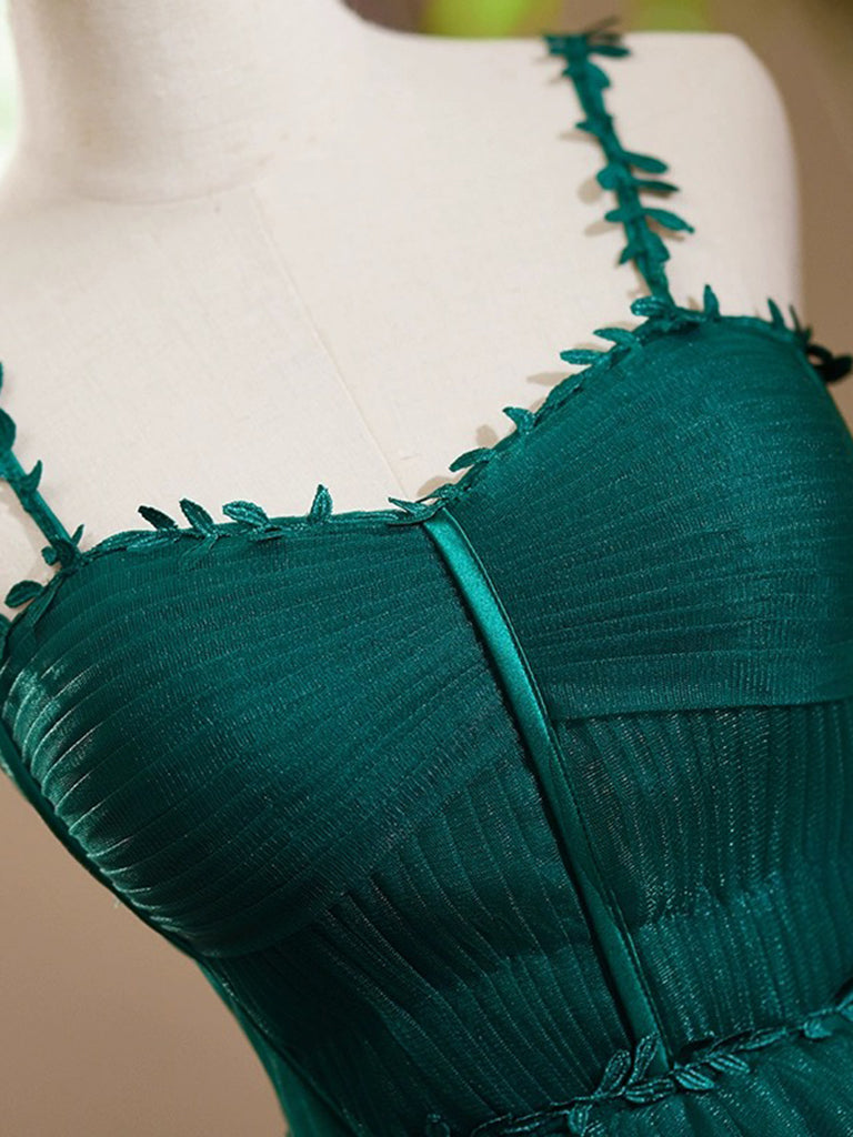 emerald green short formal dress A-Line Sweetheart Neck Tulle Green Short Prom Dress, Green Homecoming Dress US 12 / Custom Color