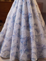 A-Line Sweetheart Neck Flower Blue Long Prom Dress, Blue Evening Dress