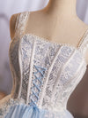 A-Line Tulle Lace Blue Short Prom Dress, Blue Homecoming Dress