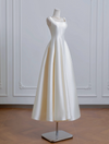 A-Line Tea Long Light Champagne Prom Dress, Long Formal Dress