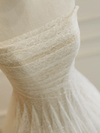 A-Line Tulle Lace Light Champagne Long Prom Dress, Light Champagne Long Formal Dress