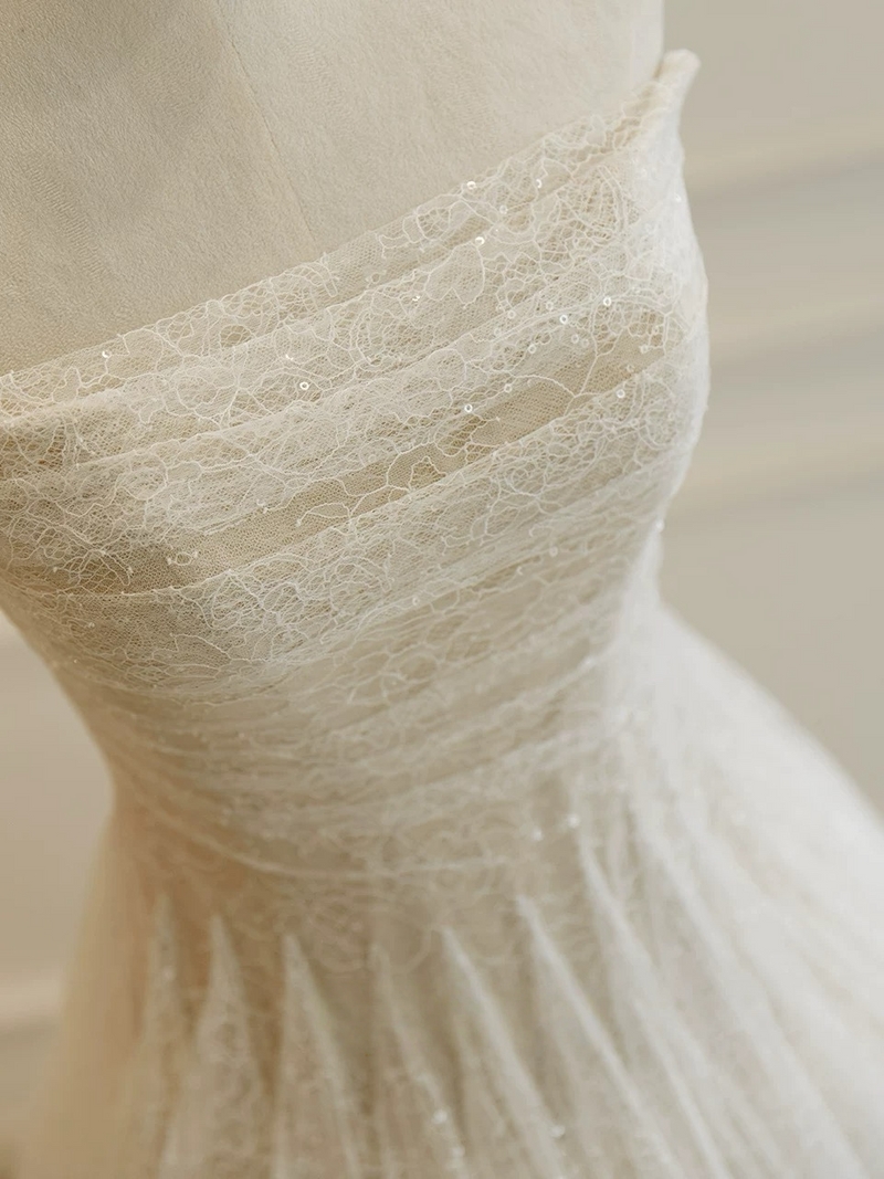 A-Line Tulle Lace Light Champagne Long Prom Dress, Light Champagne Long Formal Dress