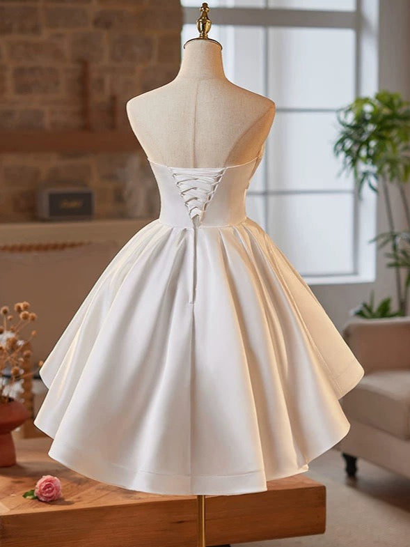 Simple Satin White Short Prom Dress, White Homecoming Dress shopluu Simple Satin White Short Prom Dress, White Homecoming Dress shopluu