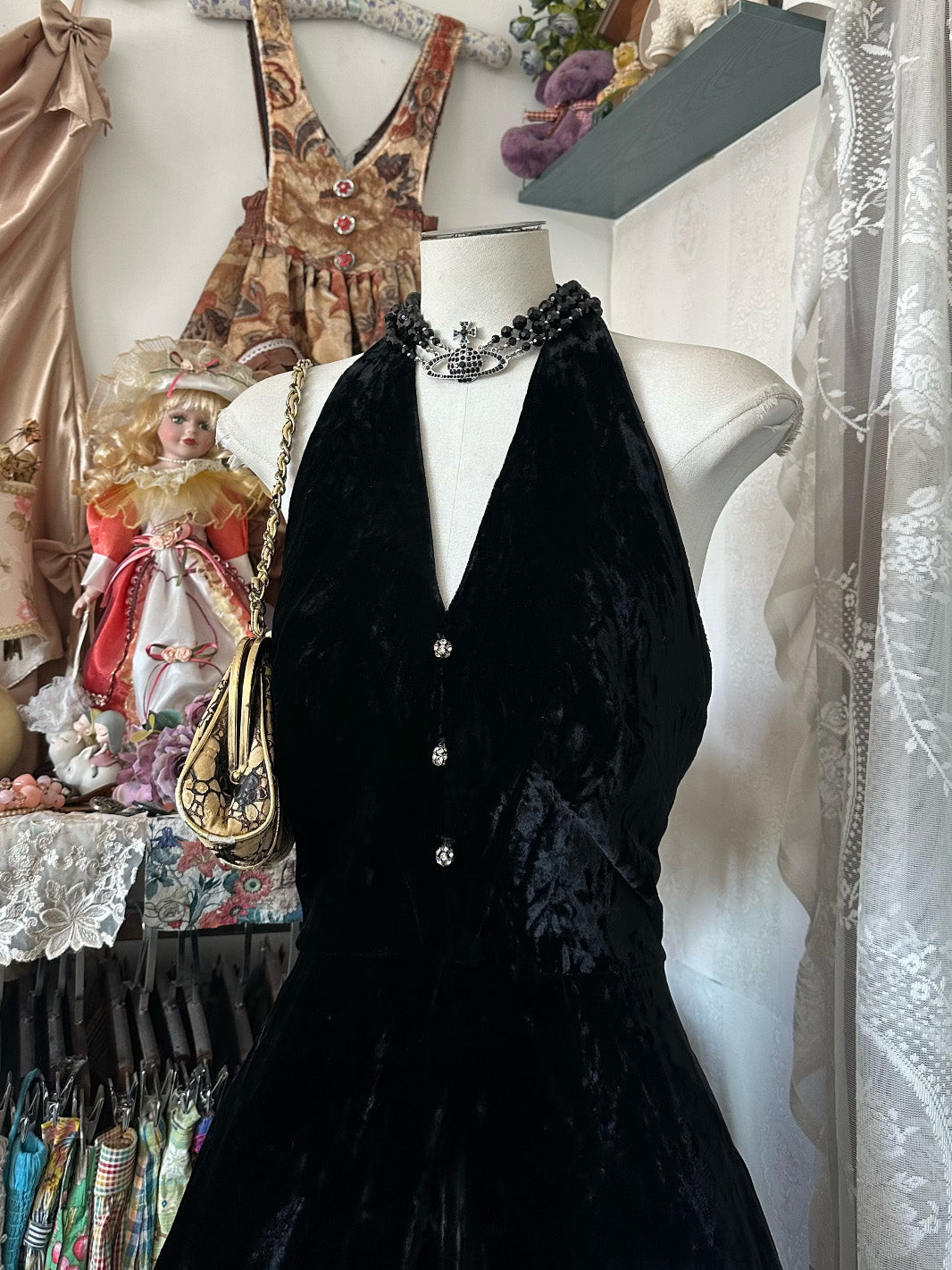 A-line v Neck Floor Length Black Long Prom Dress, Black Evening Dress