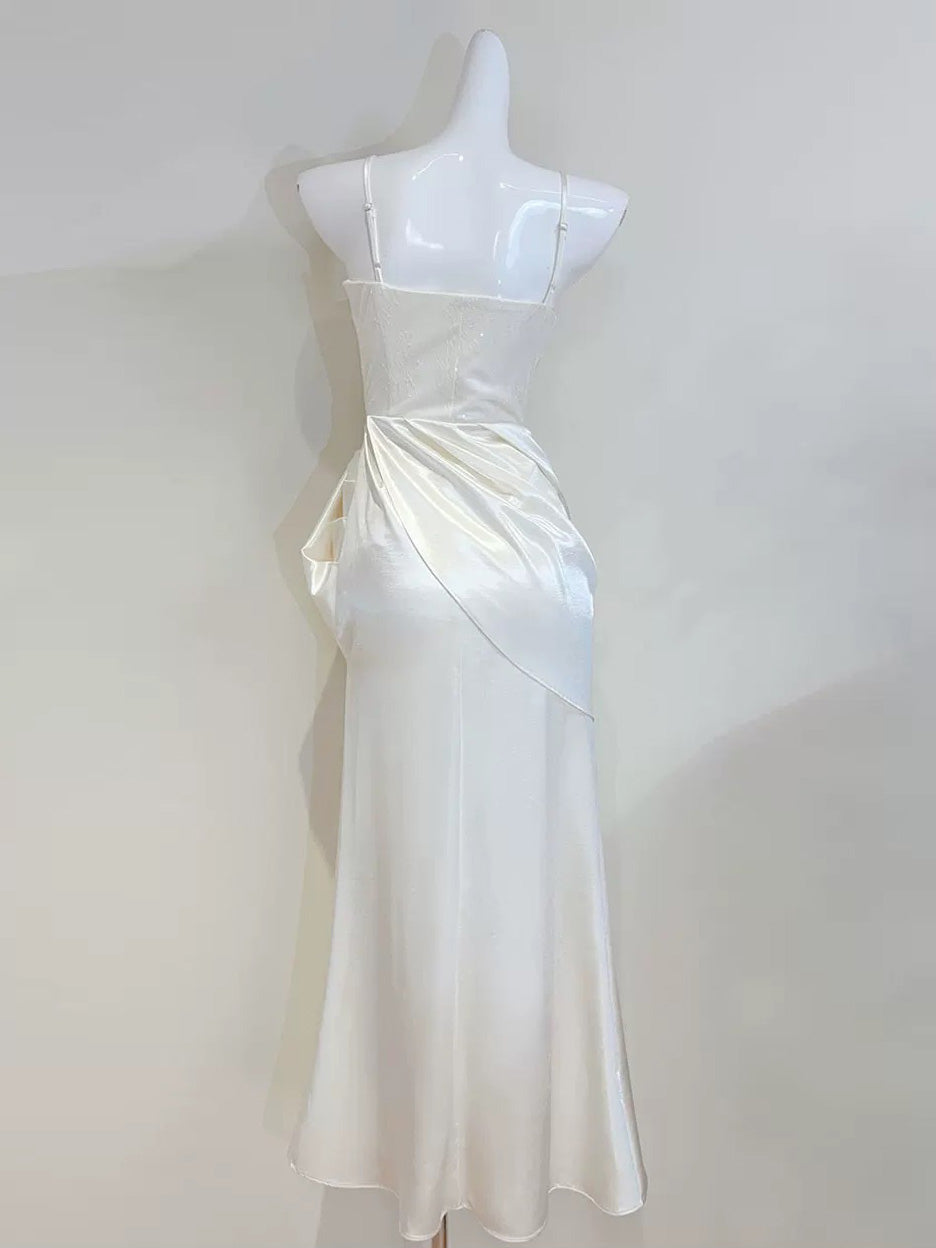 Mermaid Sweetheart Floor Length Ivory White Prom Dress, Ivory Party Dress