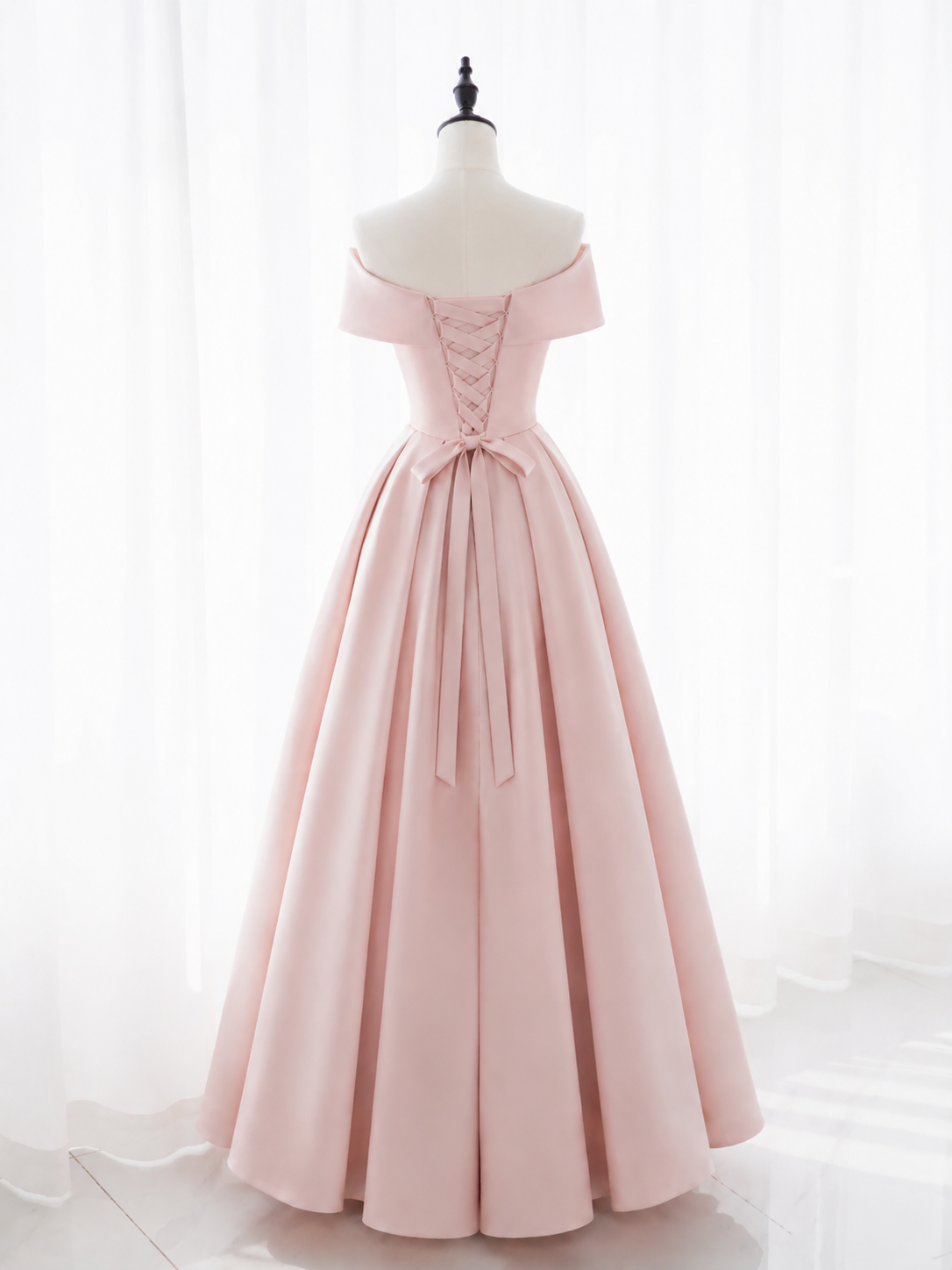 Simple Pink Satin Long Prom Dresses, Pink Bridesmaid Dresses