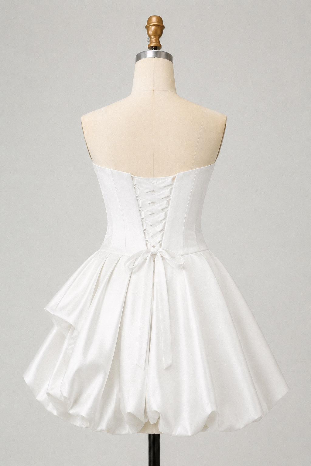 Simple A-line Satin Short White Prom Dress, White Homecoming Dress
