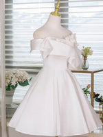 A-Line Off Shoulder White Short Prom Dress, White Homecoming Dress