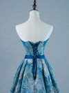 A-Line Satin Blue Short Prom Dress, Blue Homecoming Dress