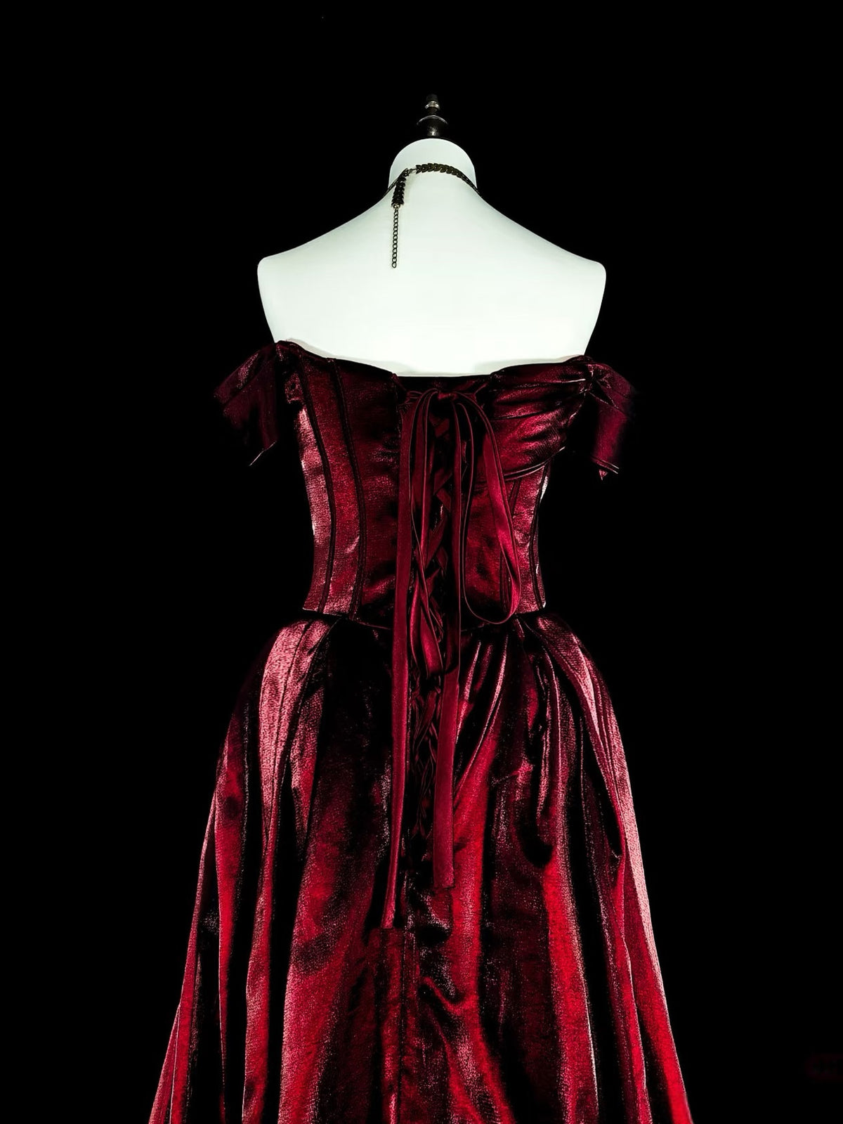 A-Line Off Shoulder Satin Burgundy Long Prom Dress with Beads