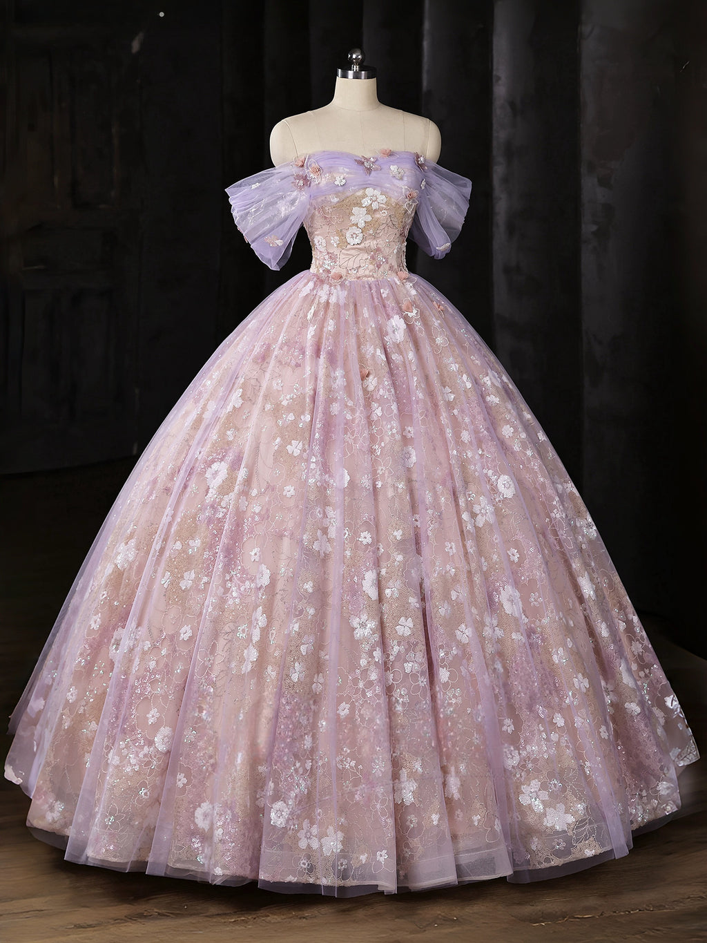 Purple Sweetheart Neck Lace Long Prom Dress, Formal Dress – shopluu