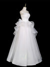 A-Line Organza White Long Prom Dress, White Long Prom Dress