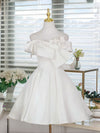 A-Line Off Shoulder White Short Prom Dress, White Homecoming Dress