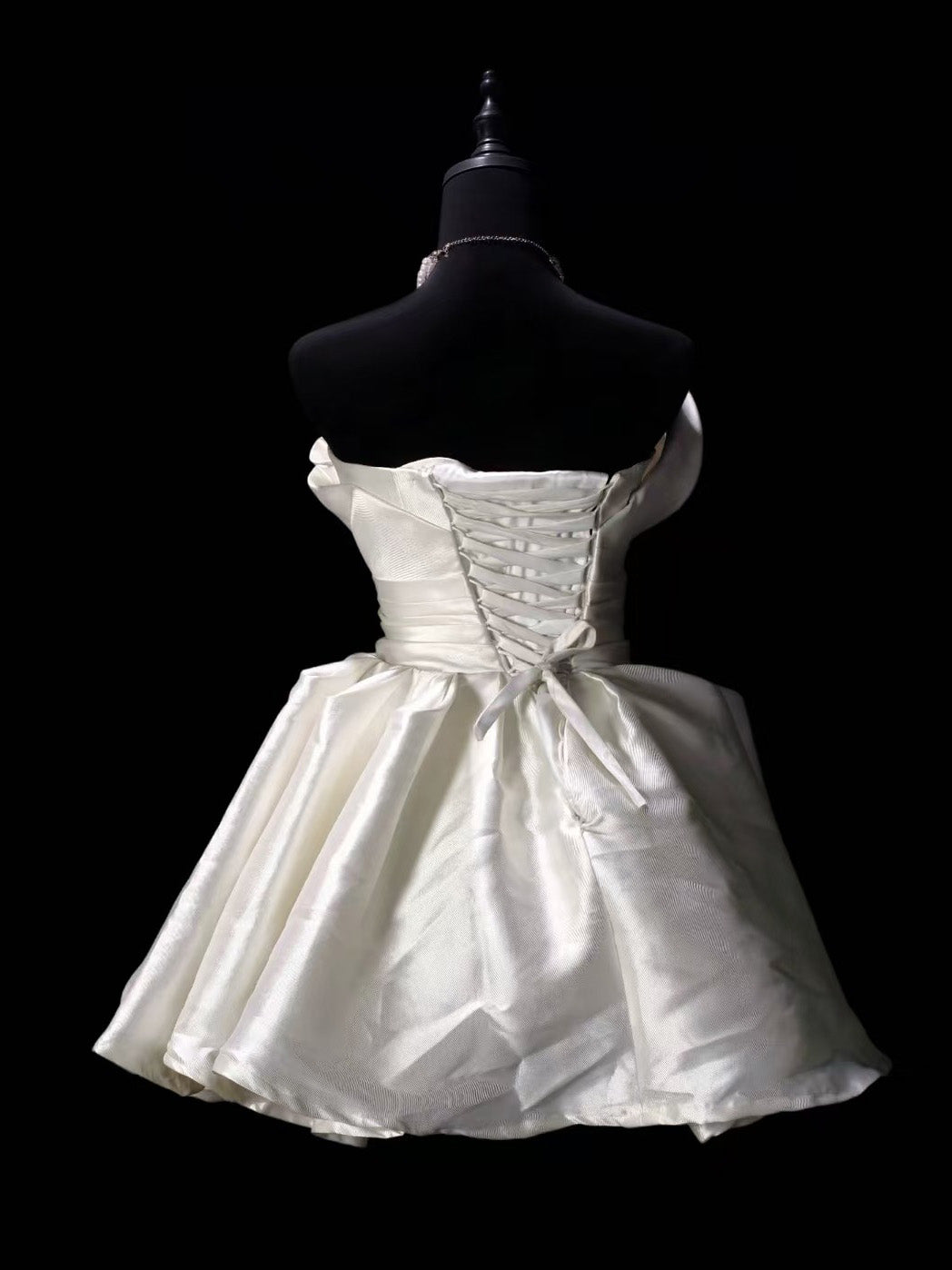 ivory Satin irregular Short Prom Dress, ivory Homecoming Dress