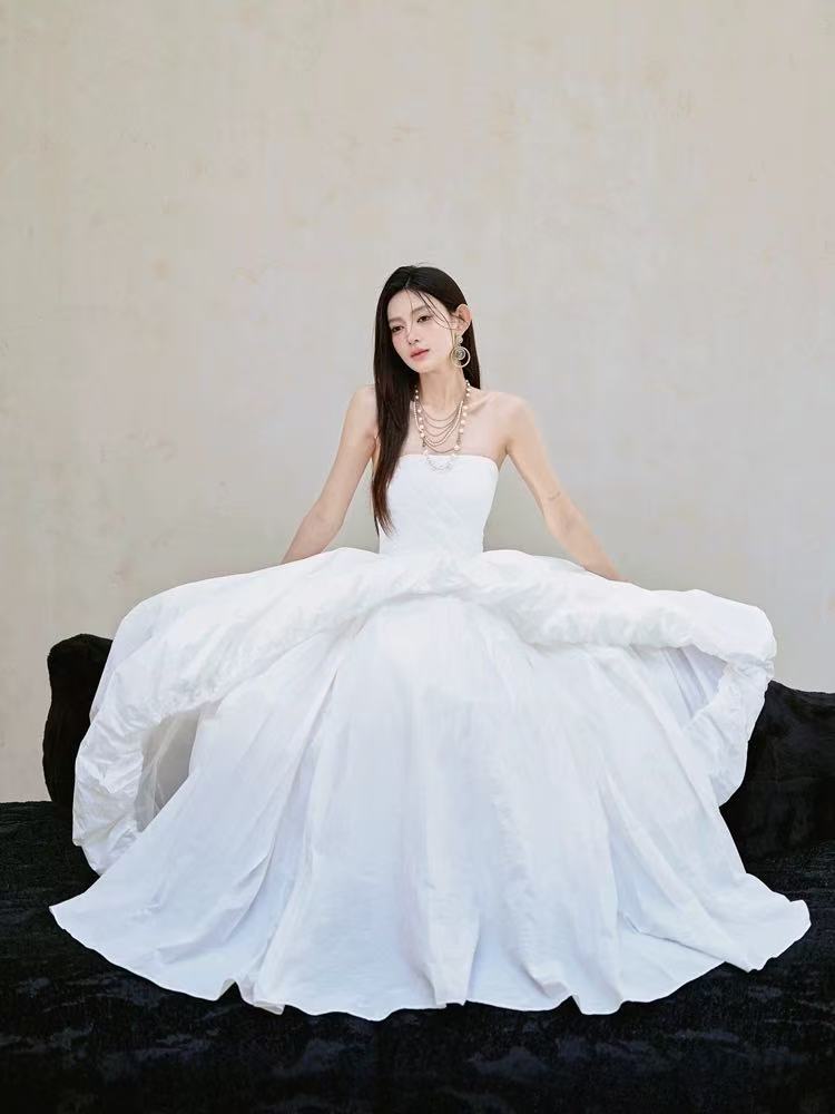 Unique A-line Floor Length White Prom Dress, White Formal Dress