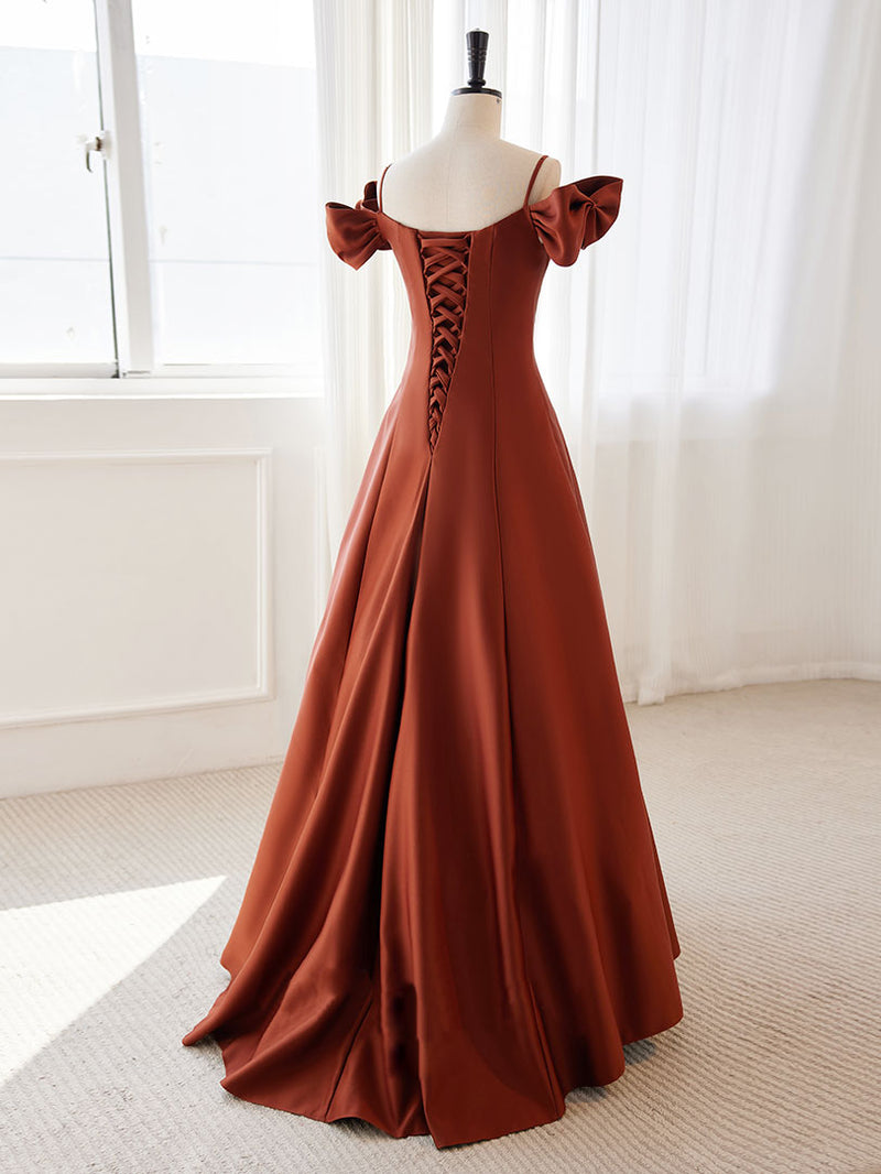 pictures of formal dresses Simple A Line Satin Orange Long Prom Dresses, Orange Long Formal Evening Dresses, US 2 / Custom Color / No Rush