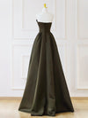 A-Line V Neck Satin Olive Green Long Prom Dress, Satin Long Formal Dress