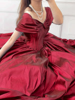 A-Line Off Shoulder Burgundy Long Prom Dress, Burgundy Long Formal Dress