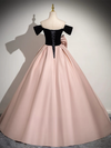 A-Line Off Shoulder Satin Pink Long Prom Dress, Pink Long Formal Dress