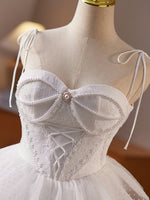 A-line Sweetheart Neck Tulle Lace White Short Prom Dress, White Homecoming Dress