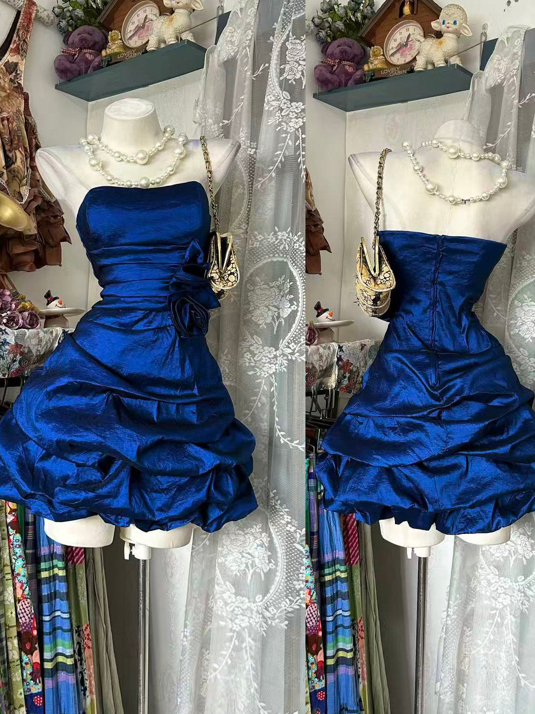 Elegant Blue Mini Irregular Short Prom Dress, Blue Homecoming Dress