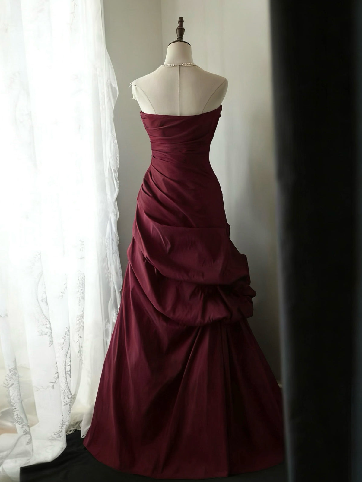 A-line Sweetheart Neck Floor Length Taffeta Long Prom Dress
