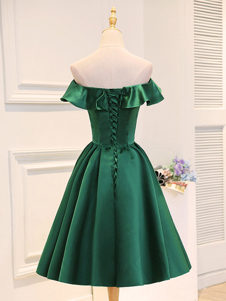 A-Line Satin Green Short Prom Dress, Green Homecoming Dress US 2 / Burgundy A-Line Satin Green Short Prom Dress, Green Homecoming Dress US 2 / Burgundy