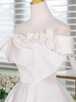 A-Line Off Shoulder White Short Prom Dress, White Homecoming Dress