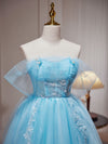 Blue A-Line Short Prom Dress, Cute Blue Homecoming Dresses