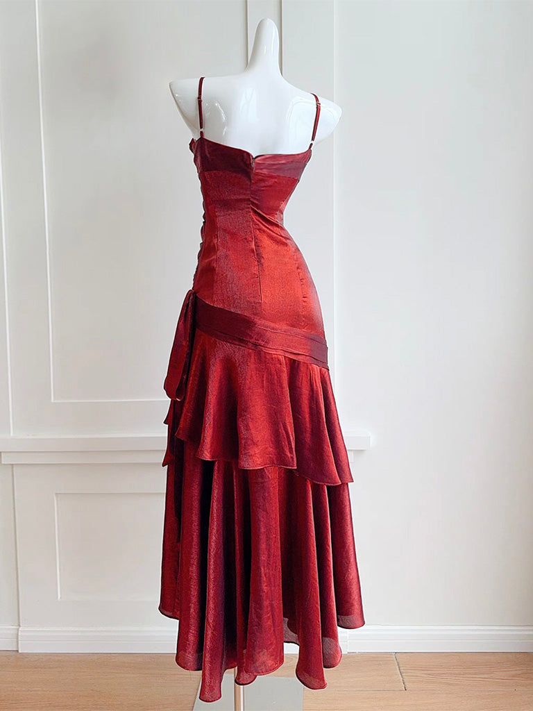 Simple Sweetheart Burgundy Prom Dress, Burgundy Party Dress