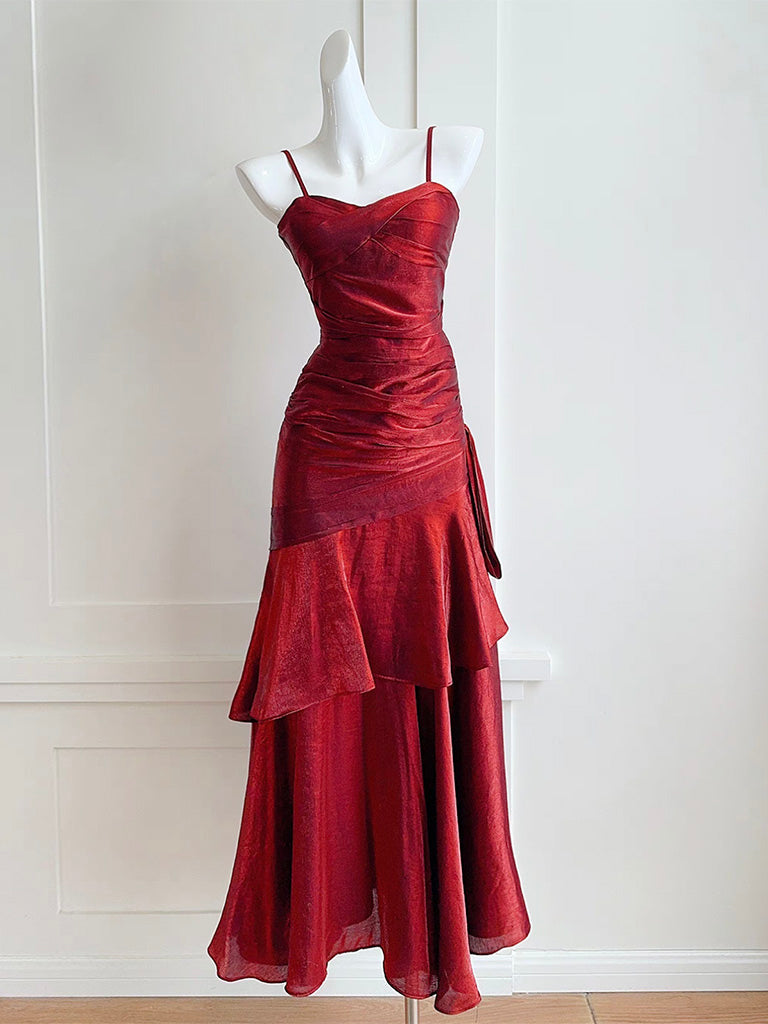 Simple Sweetheart Burgundy Prom Dress, Burgundy Party Dress