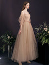 Champagne Tulle A-Line Long Prom Dress, Champagne Formal Dress