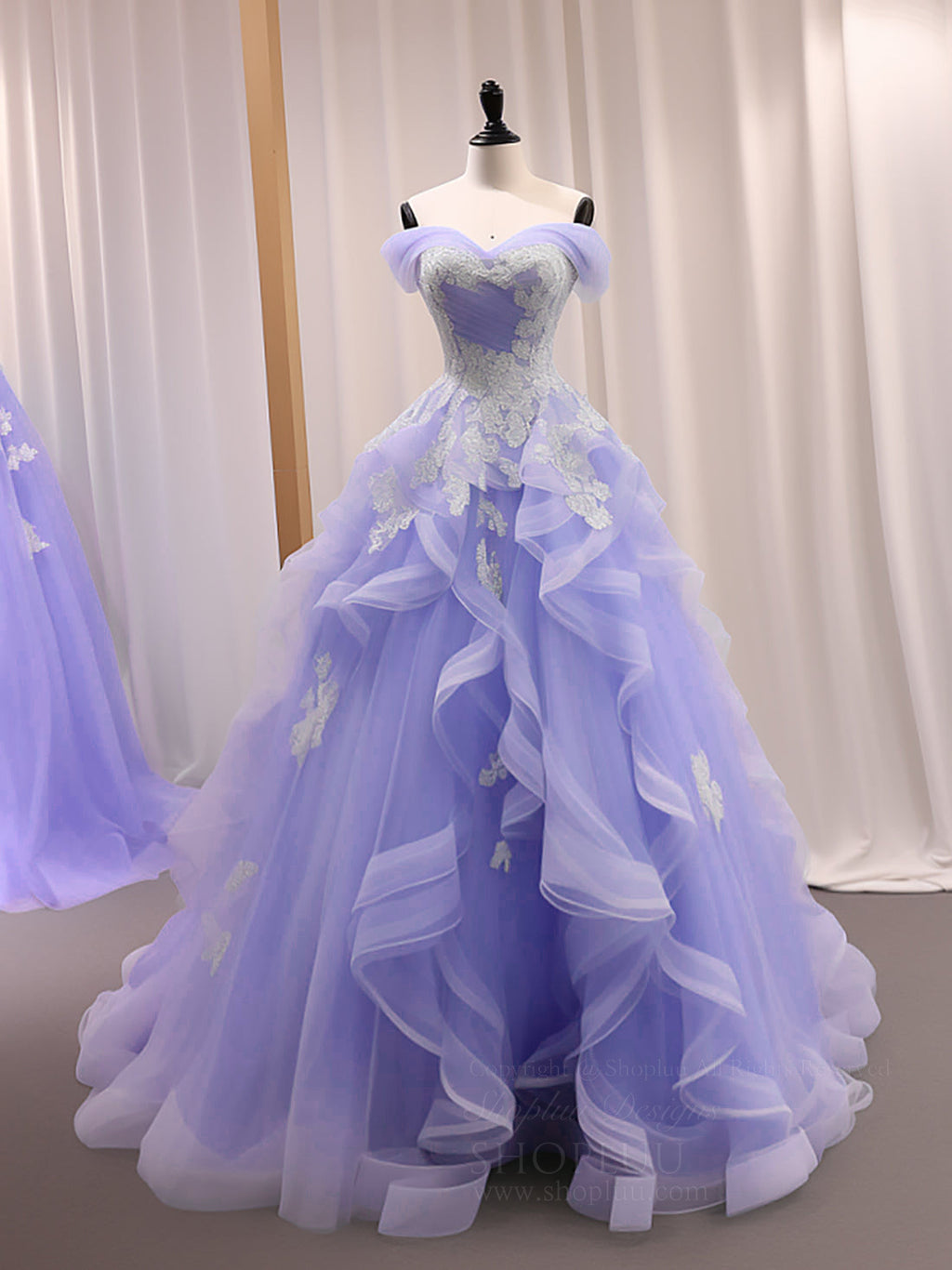 Purple A-Line Off Shoulder Long Prom Dresses, Purple Sweet 16 Dress shopluu Purple A-Line Off Shoulder Long Prom Dresses, Purple Sweet 16 Dress shopluu
